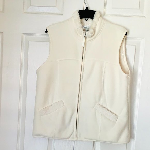 COLDWATER CREEK Polar Fleece and Sherpa Lining Zip Up Warm Vest Sz Large - Picture 3 of 8